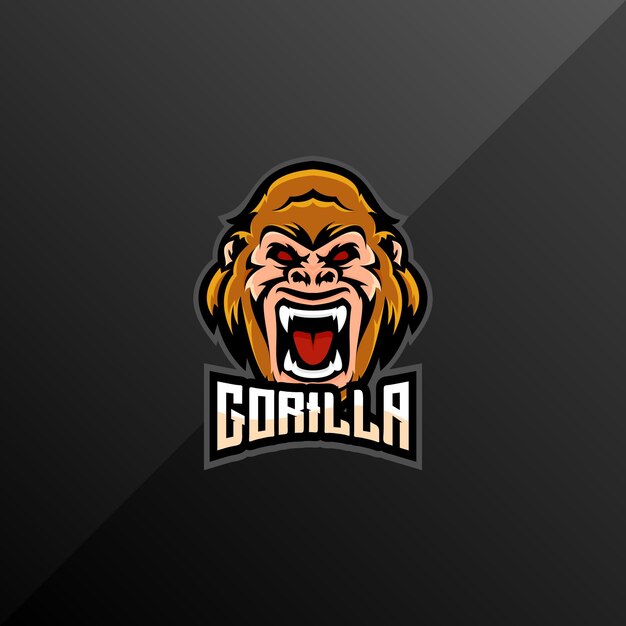 Logo Tête De Gorille Mascotte De Jeu De Conception D'équipe Esport