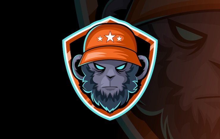 Vecteur gratuit logo tête de gorille pour club de sport ou équipe. logo de la mascotte animale. modèle. illustration vectorielle.