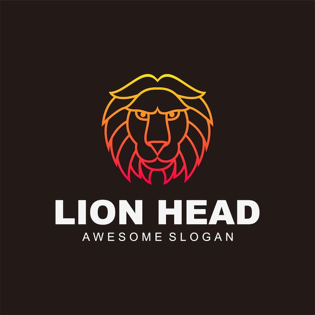Vecteur gratuit logo tête de lion vecteur coloré