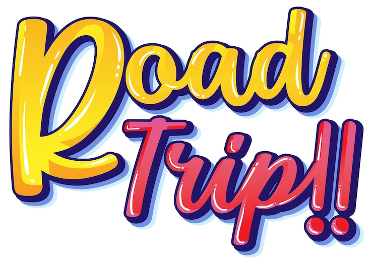 Vecteur gratuit logo de typographie de voyage sur la route