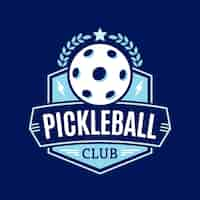 Vecteur gratuit logo vintage de pickleball design plat