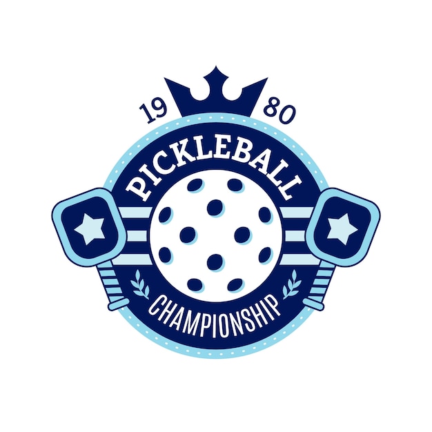 Vecteur gratuit logo vintage de pickleball design plat