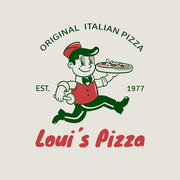 Vecteur gratuit logo vintage pizzeria dessiné à la main
