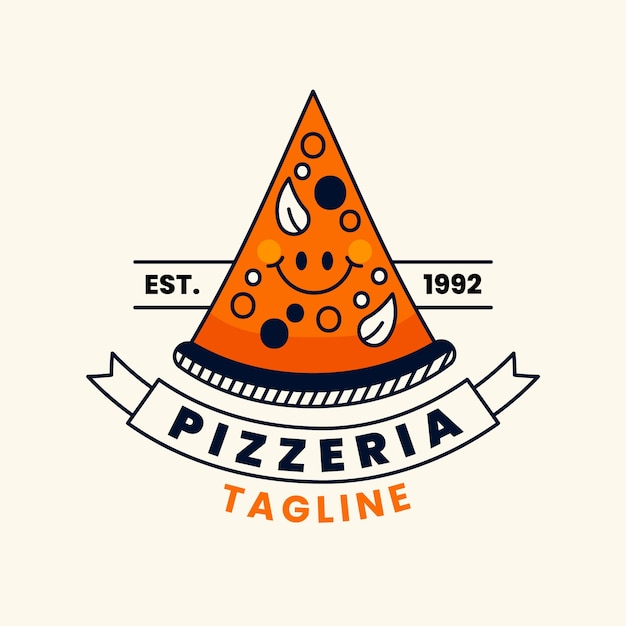 Logo Vintage Pizzeria Dessiné à La Main