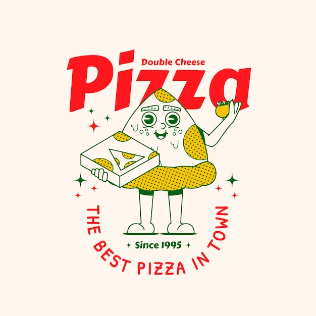 Logo Vintage Pizzeria Dessiné à La Main