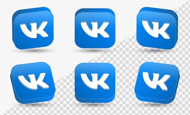 Logo vkontakte vk 3d dans un carré moderne pour les logos d'icônes de médias sociaux 3d ou le cadre d'icônes de plate-forme de réseau
