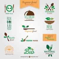 Vecteur gratuit logos d'aliments biologiques