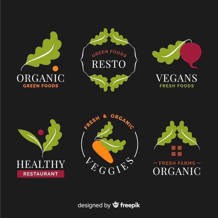 Vecteur gratuit logos d'aliments sains