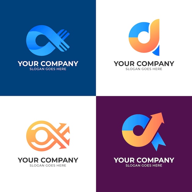 Vecteur gratuit logos alpha colorés dégradés