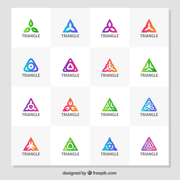 Vecteur gratuit logos colorés avec triangle en forme
