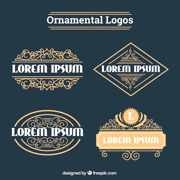 Vecteur gratuit logos fantastiques avec une décoration ornementale