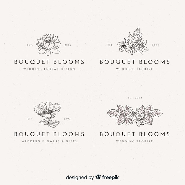 Logos de fleuriste de mariage