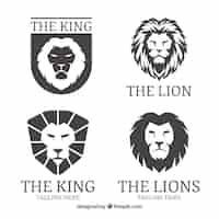 Vecteur gratuit logos lion, couleur noire