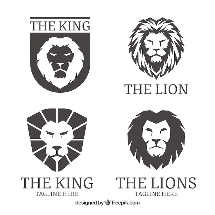 Vecteur gratuit logos lion, couleur noire