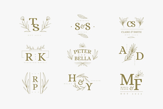 Vecteur gratuit logos de mariage design floral