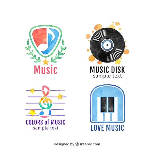 Vecteur gratuit logos de musique aquarelle