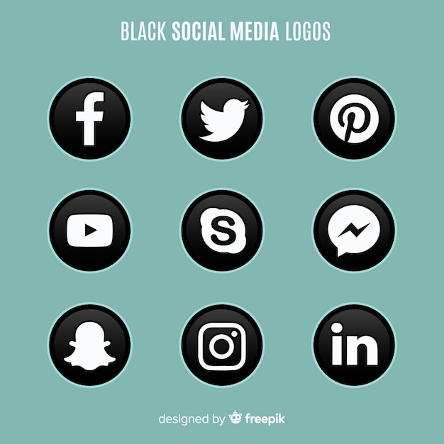 Vecteur gratuit logos noirs sur les réseaux sociaux
