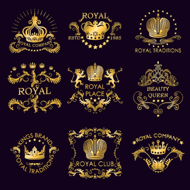 Vecteur gratuit logos d'or des traditions royales