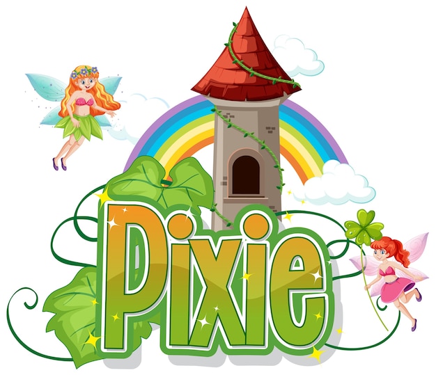 Vecteur gratuit logos de pixie avec petite fée sur blanc