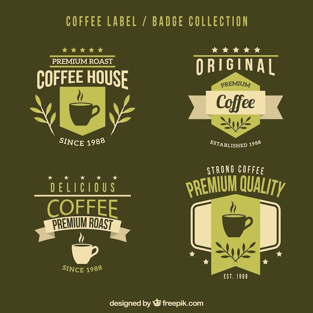 Vecteur gratuit logos pour le café sur un fond vert