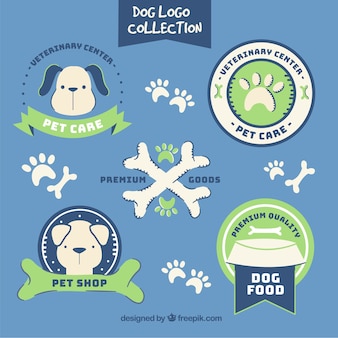 Logos pour chiens fantastiques avec des détails verts
