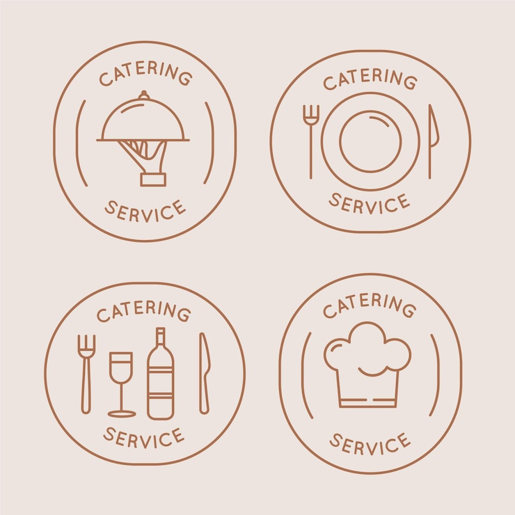 Vecteur gratuit logos de restauration plats linéaires