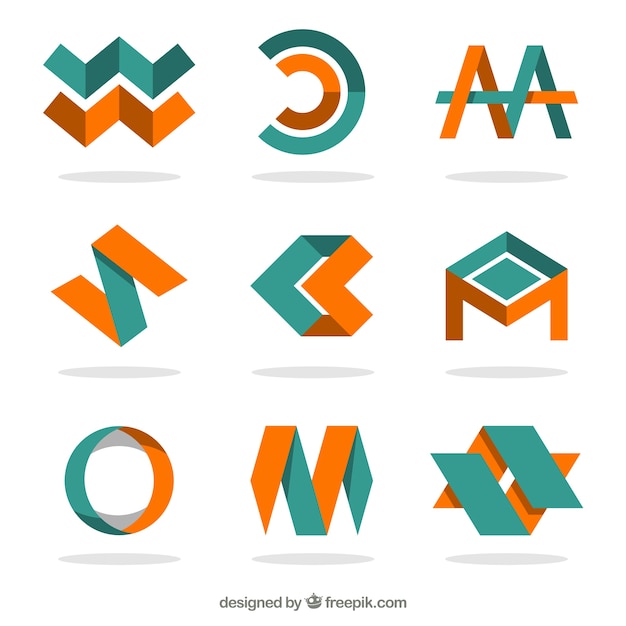 Vecteur gratuit logotypes orange et vert dans le style abstrait