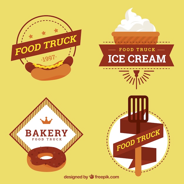 Vecteur gratuit logotypes utiles pour les camions de nourriture