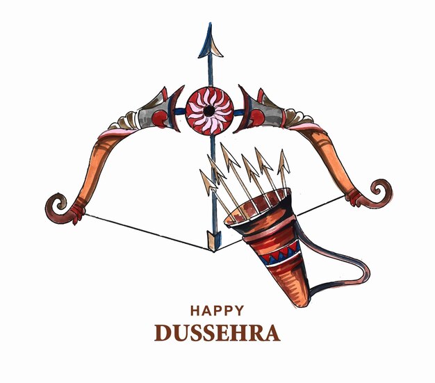 Lord rama avec une flèche tuant ravana dans un joyeux design de dussehra