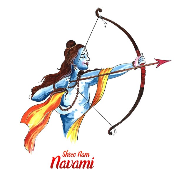 Lord rama shree ram navami festival souhaite carte fond aquarelle