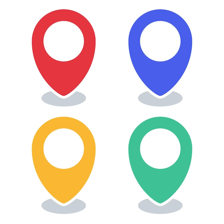 Vecteur gratuit lot de 4 broches de localisation
