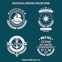 Vecteur gratuit lot de badges nautiques rondes en design plat