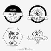 Vecteur gratuit lot de badges tiré par la main de vélo rétro