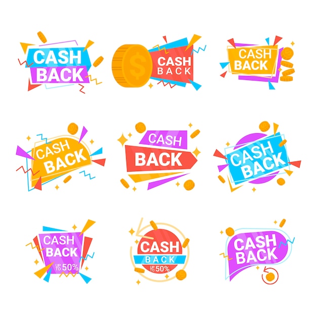 Vecteur gratuit lot d'étiquettes cashback