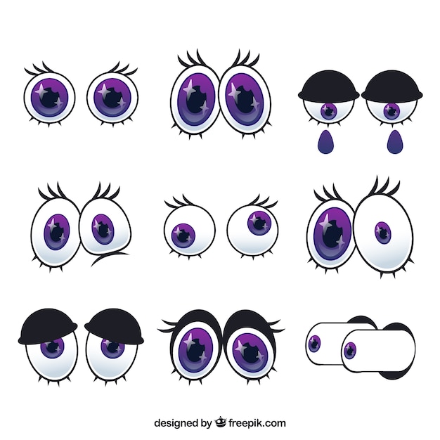 Lot de personnages de dessins animés des yeux brillants