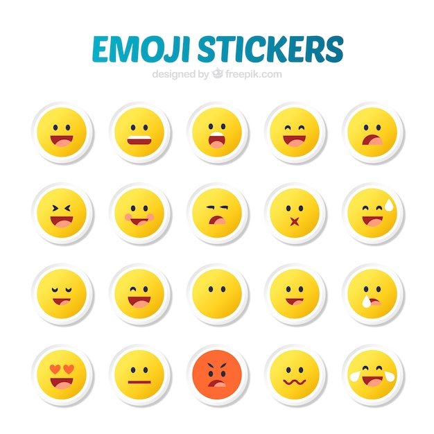 Vecteur gratuit lot de stickers émoticône dans un style minimaliste