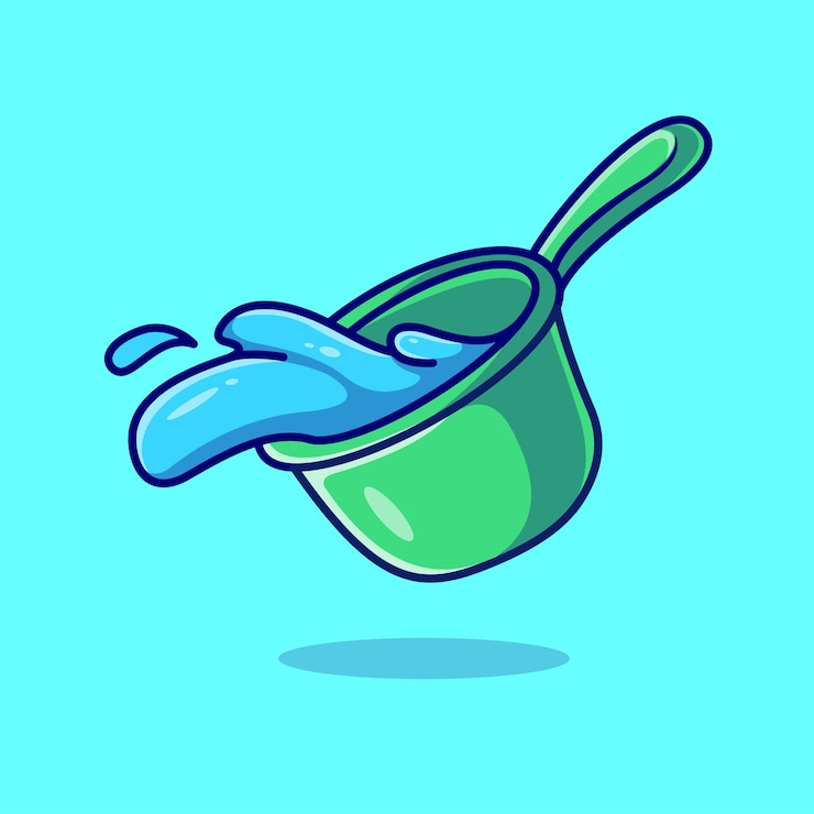 Vecteur gratuit louche pleine d'eau dessin animé vecteur icône illustration salle de bains objet icône concept isolé premium
