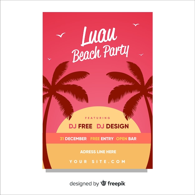 Luau Party Sunset Template Poster