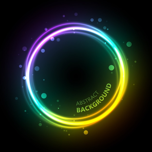 Lumière abstraite avec cercle luminescent avec superposition de couleurs dégradées bulles floues et illustration de texte de titre sinueux