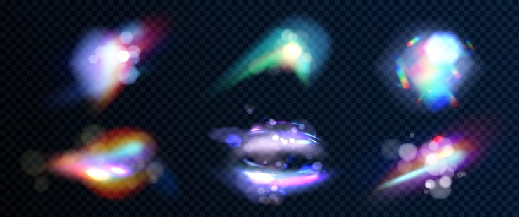 Vecteur gratuit lumière de flamme de diamant iridescente avec effet de superposition