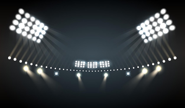 Lumières de stade réalistes avec des symboles sportifs et technologiques