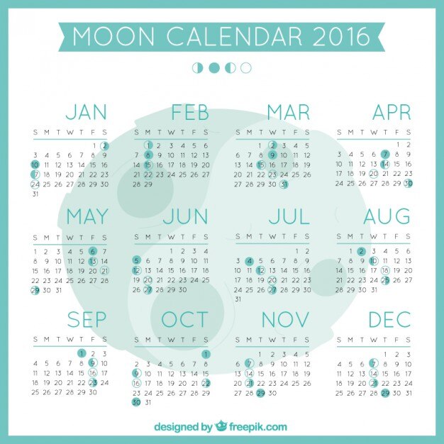 Vecteur gratuit lune calendrier 2016