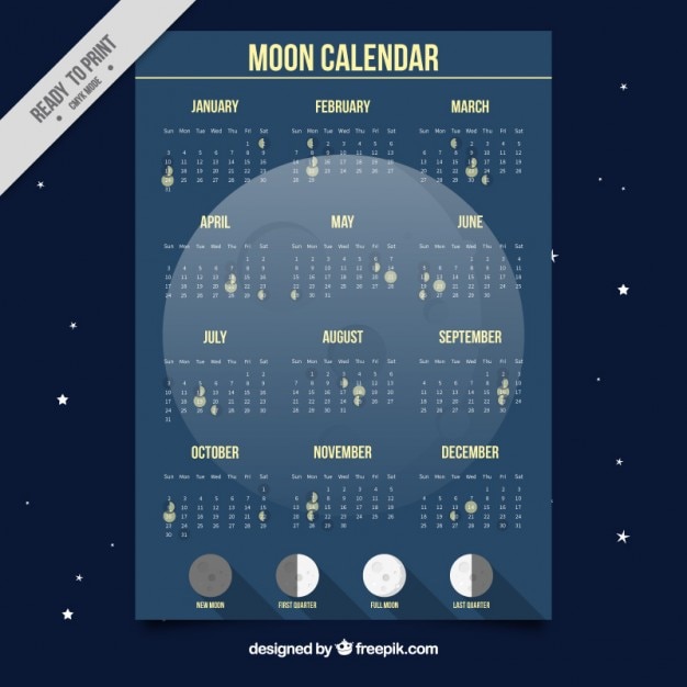 Vecteur gratuit lune calendrier