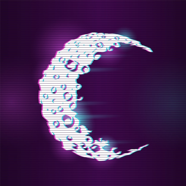 Vecteur gratuit lune avec effet glitch