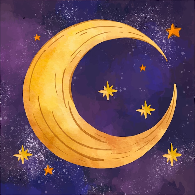 Lune Et étoiles Dessin Illustration