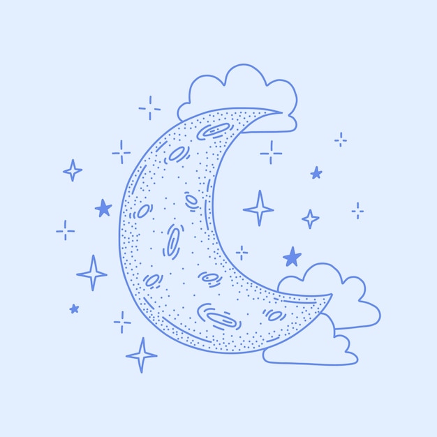 Vecteur gratuit lune et étoiles dessin illustration