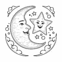 Vecteur gratuit lune et étoiles dessin illustration