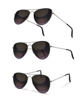 Lunettes de soleil avec des images réalistes de lunettes de soleil aviateur sous différents angles avec des ombres sur fond blanc