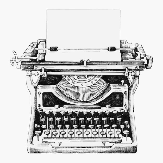 Machine à écrire rétro dessinée à la main
