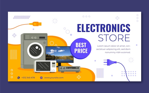 Vecteur gratuit le magasin d'électronique flat design a posté sur facebook